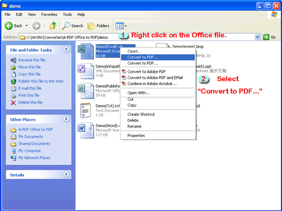 a-pdf office to pdf right click